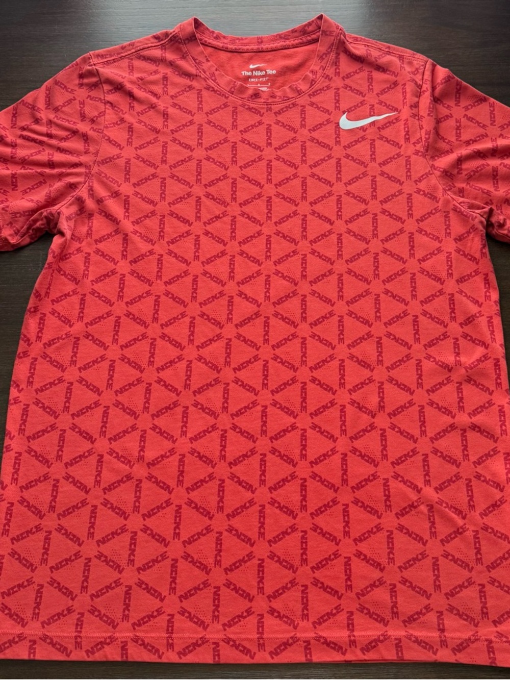 Nike Dri-FIT Red Logo Print T-Shirt Mens Large